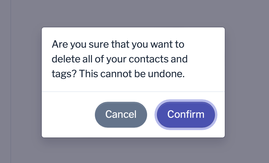 Confirm delete contacts