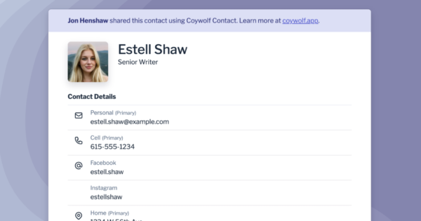 Shared contact view